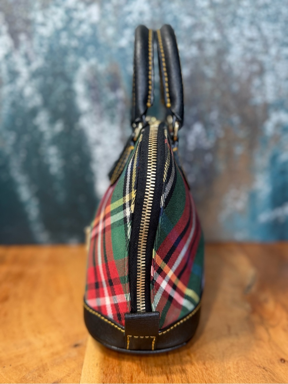 Dooney & Bourke Classic Tartan Plaid Bitsy Mini Domed Satchel Bag - Picture 10 of 12